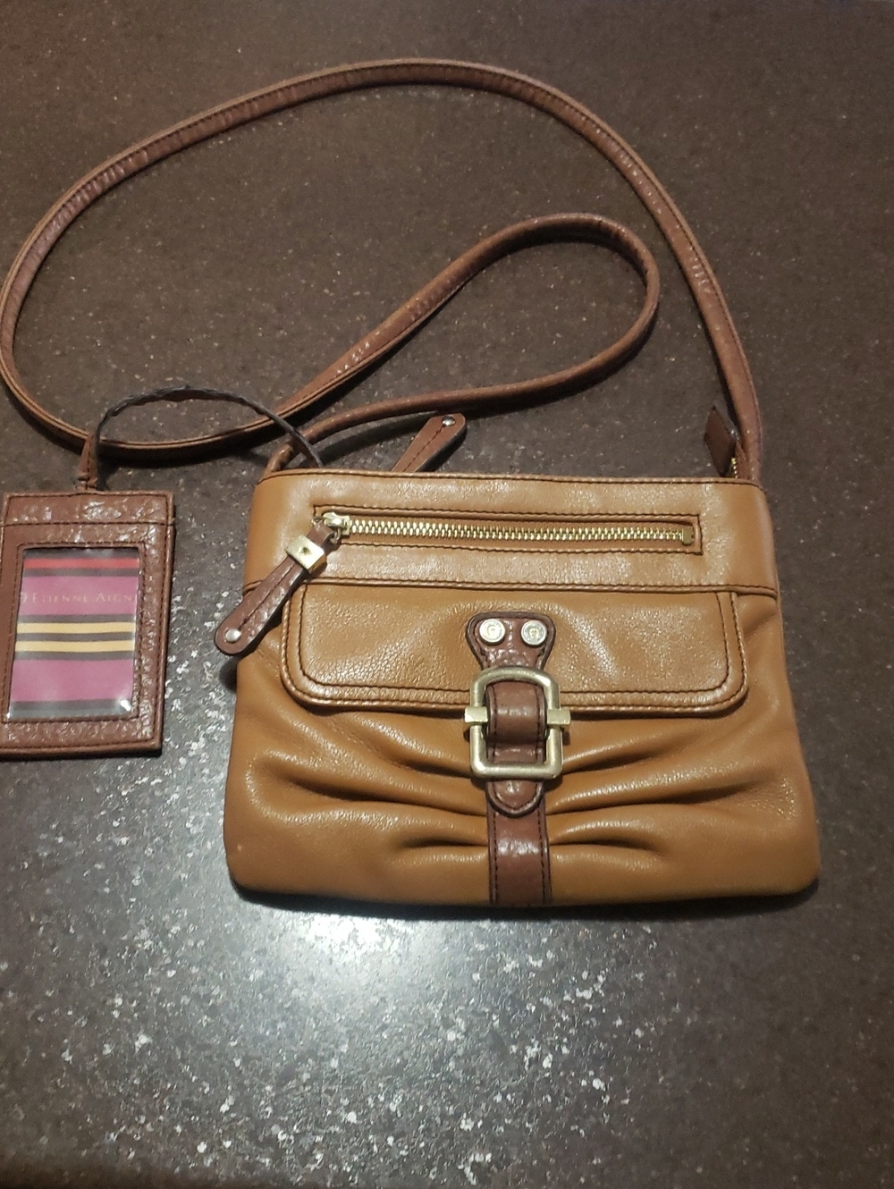 Etienne Aigner Beautiful Brown Leather Crossbody Bag-6.75”x 9.75”